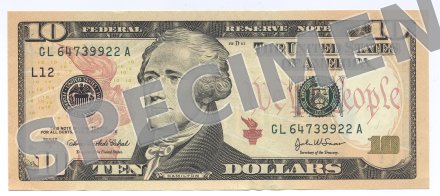 Billet de 10 dollars américains, dernière série coloriée