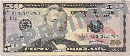 Billet de 50 dollars américains, dernière série coloriée