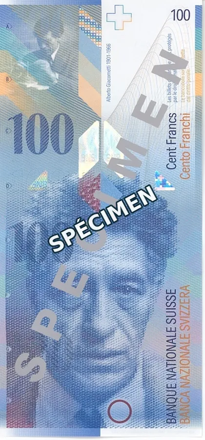 100 CHF — 8ᵉ série, recto, spécimen